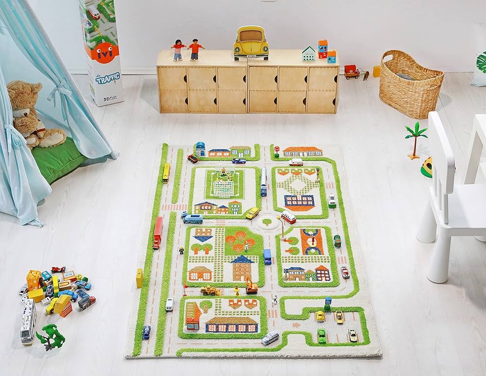IVI 3D Play Rugs, Traffic Green, 39 x 59 inches | Amazon (US)