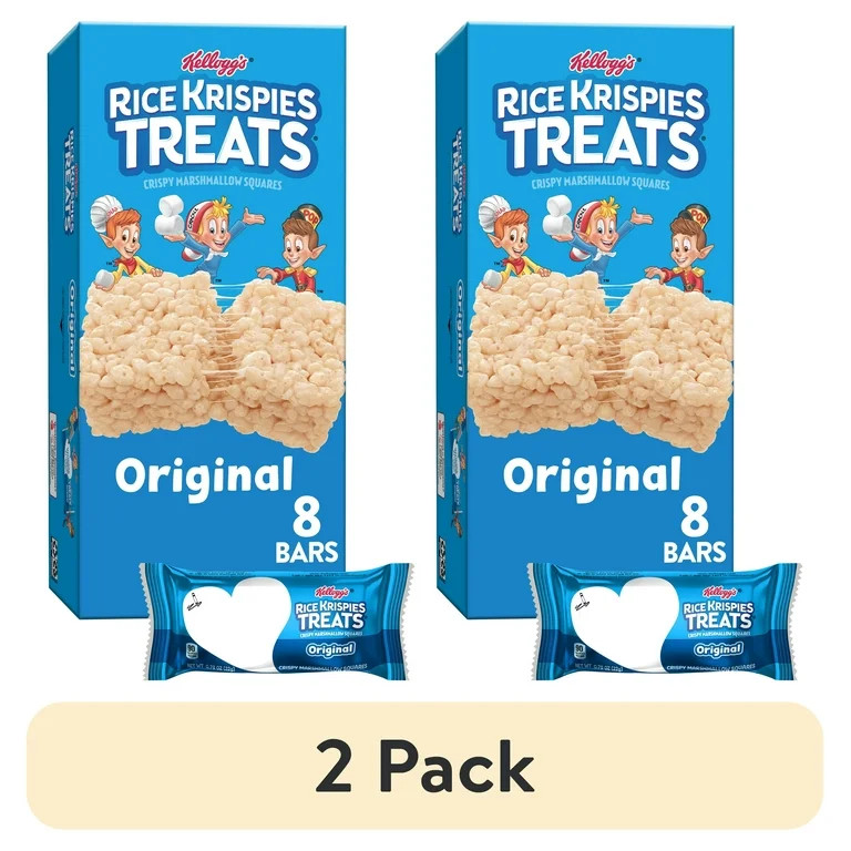 (2 pack) Rice Krispies Treats Original Chewy Crispy Marshmallow Squares, Kids Snacks, 6.2 oz, 8 C... | Walmart (US)