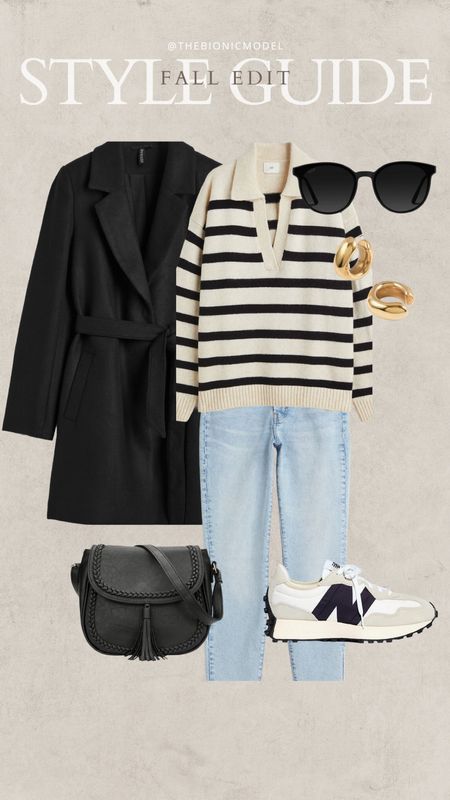 All neutrals for fall! Striped sweaters are trending for fall. Pair it with a black coat and denim for a casual look. 

Outfit of the day, striped jumper, tie belt coat, fall coats, new balance sneakers, NB 327, black crossbody, trending accessories, Amazon style, H&M outfit, affordable fall outfit 

#LTKSeasonal #LTKunder100 #LTKstyletip