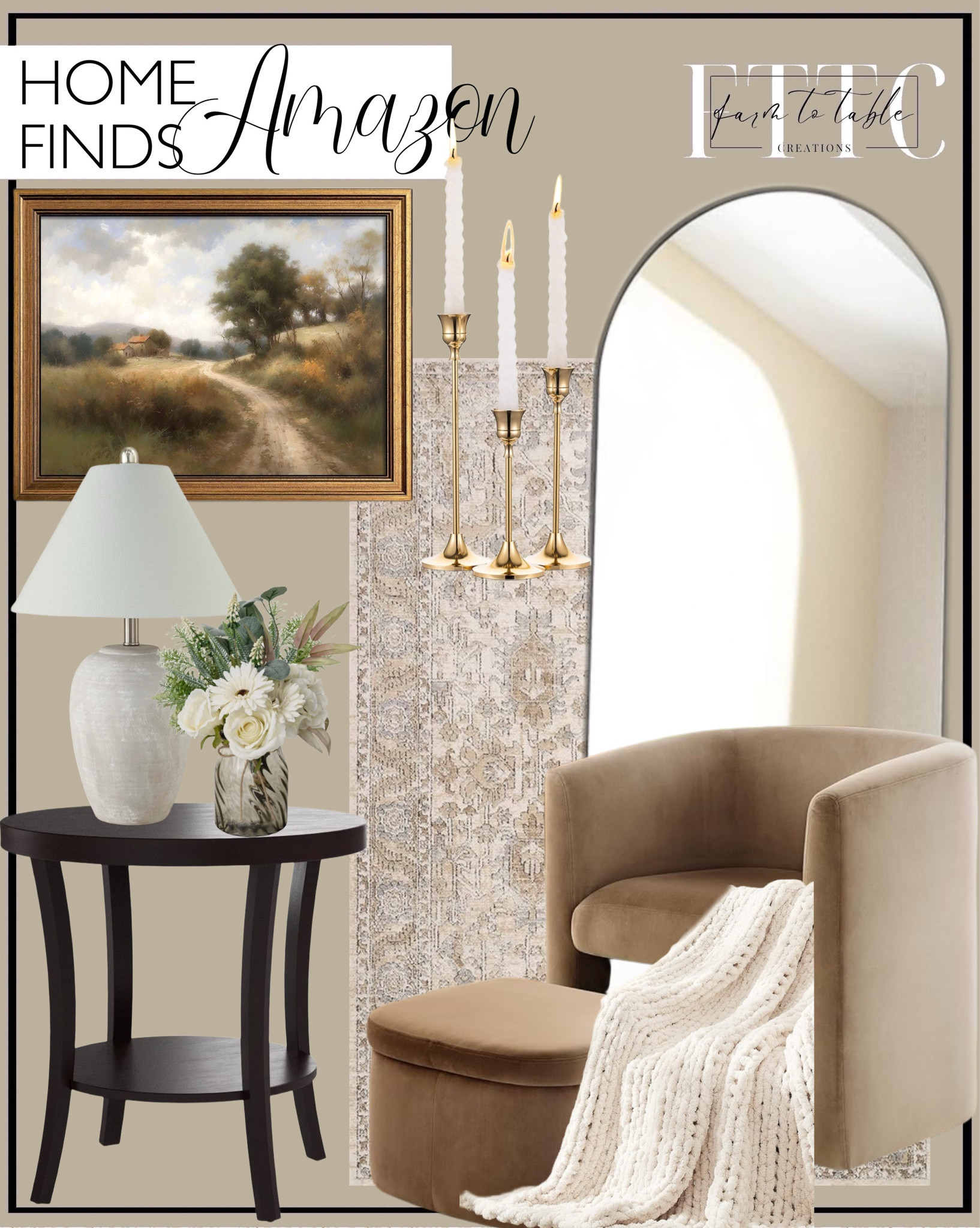 Amazon Home Finds. Follow @farmtotablecreations on Instagram for more inspiration.

Loloi II Teagan Collection TEA-03 Ivory / Sand 6'-7" x 9'-2", .25" Thick, Area Rug, Soft, Durable, Neutral, Woven, Low Pile, Non-Shedding, Easy Clean, Living Room Rug. Nourison 23" Earth Brown Rustic Ceramic Pot Table Lamp for Bedroom, Living Room, End Table, with Beige Conical Empire Shade. Arched Floor Mirror. Artificial Faux Flowers in Vase for Home Decor. Framed Vintage Wall Art Classical Oil Painting Country Road Canvas Print Kitchen Living Room Farmhouse Wall Decor. OLAMY Upholstered Velvet Barrel Accent Chair with Storage Ottoman, Morden Living Room. Set of 3 Candle Stick Holders Set, Brass Gold Candlestick Holder Set, Vintage Modern. Chunky Knit Blanket Throw,Soft Chenille. Limited Time Deals. Amazon Home. Affordable Decor. 



#LTKFindsUnder50 #LTKHome #LTKSaleAlert