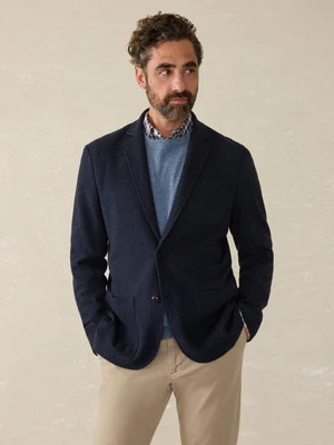 Inlet Knit Tweed Blazer - Navy Twilight Herringbone | Faherty