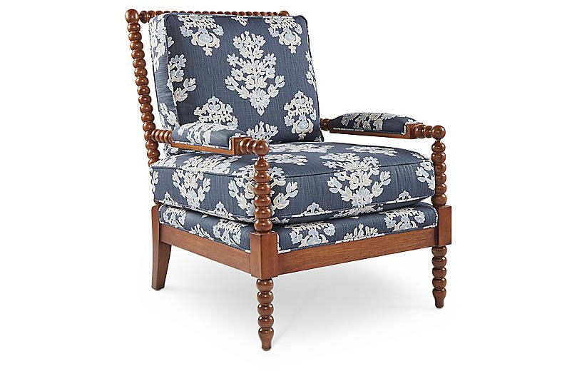 Bankwood Spindle Chair, Indigo | One Kings Lane