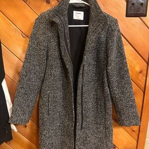 Old Navy Black and Gray Mid Length Coat | Poshmark