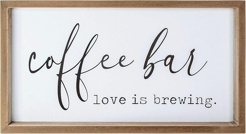 VILIGHT Coffee Bar Accessories Love Is Brewing - Farmhouse Coffee Sign Wall Decor for Kitchen - V... | Amazon (US)