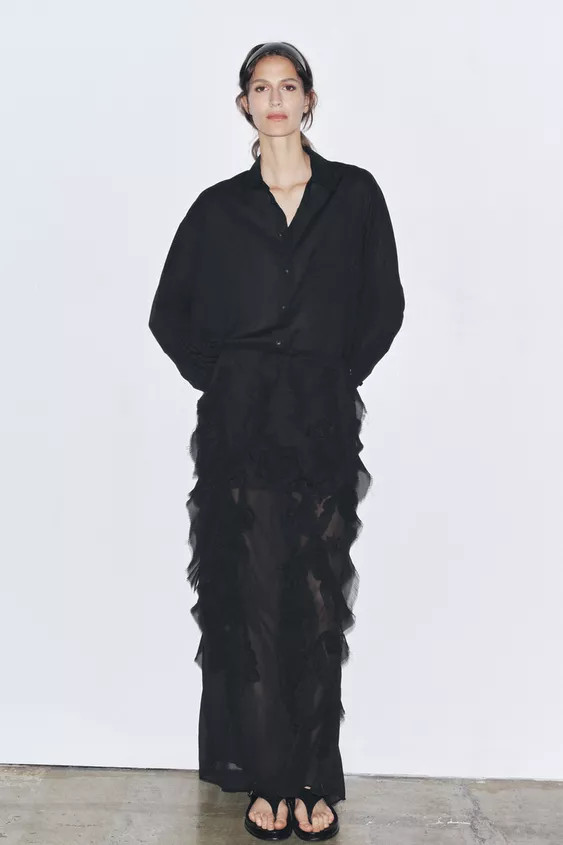 EMBOSSED FLOWER MIDI SKIRT | Zara US