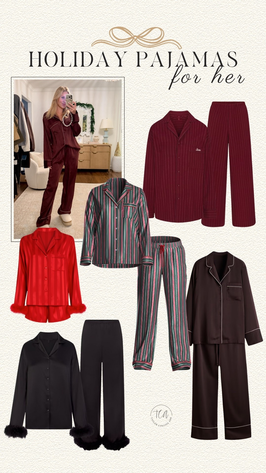 Holiday pajamas for her! Satin, silk, Christmas, pajama set, lounge wear, feather trim  

#LTKHoliday #LTKFindsUnder100 #LTKSeasonal