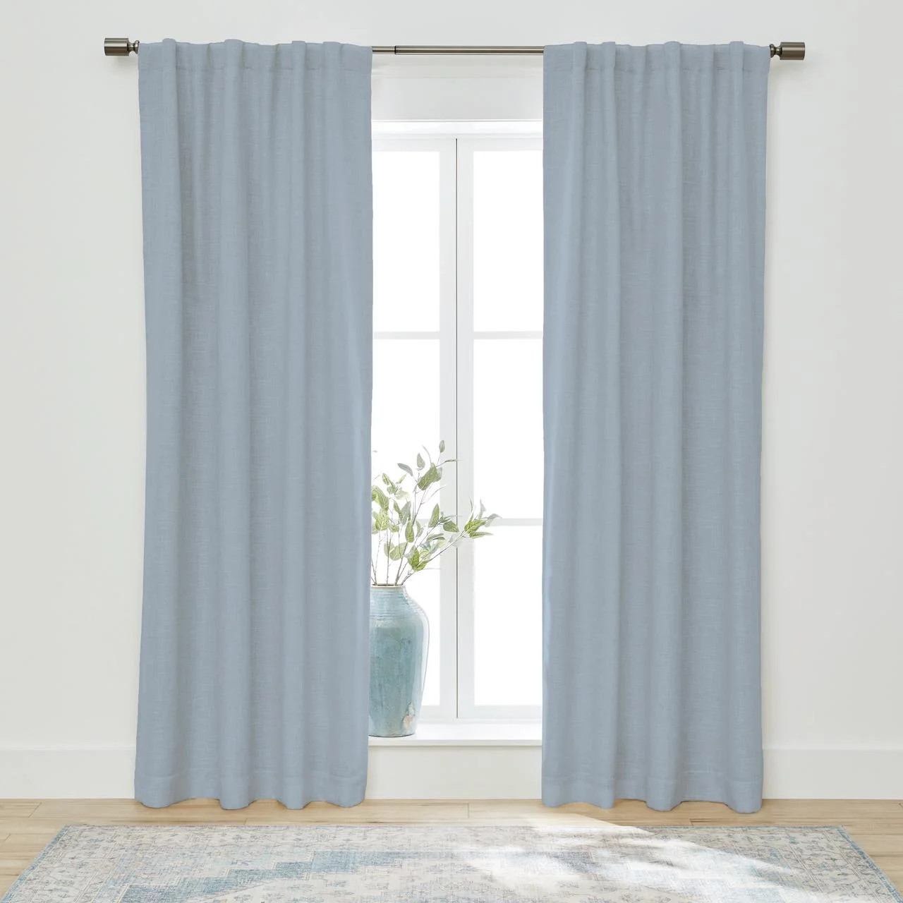 Better Homes & Gardens Blackout Linen Blend Curtain Rod Pocket Back Tab, Single Panel, Blue Water... | Walmart (US)