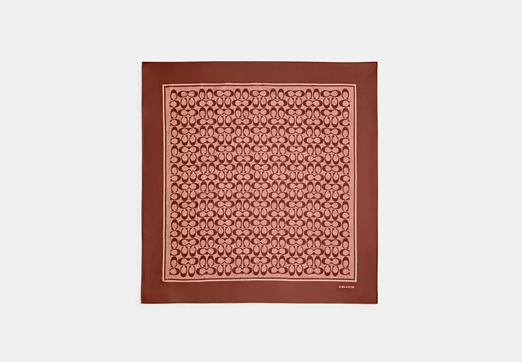 Textured Signature Print Silk Square Scarf | Coach (US)