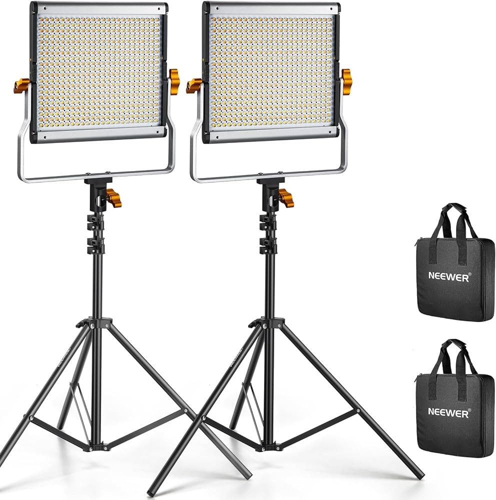 Neewer 2 Packs Dimmable Bi-Color 480 LED Video Light and Stand Lighting Kit Includes: 3200~5600K ... | Amazon (US)