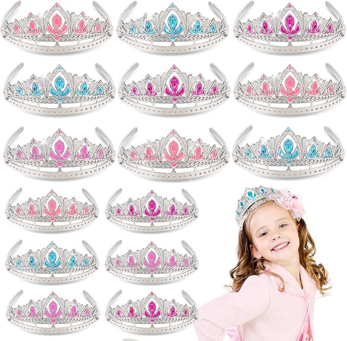 NINAOR Princess Crown Party Favors, 16Pcs Princess Dress Up Tiaras for Birthday Girl Cosplay Acce... | Amazon (US)