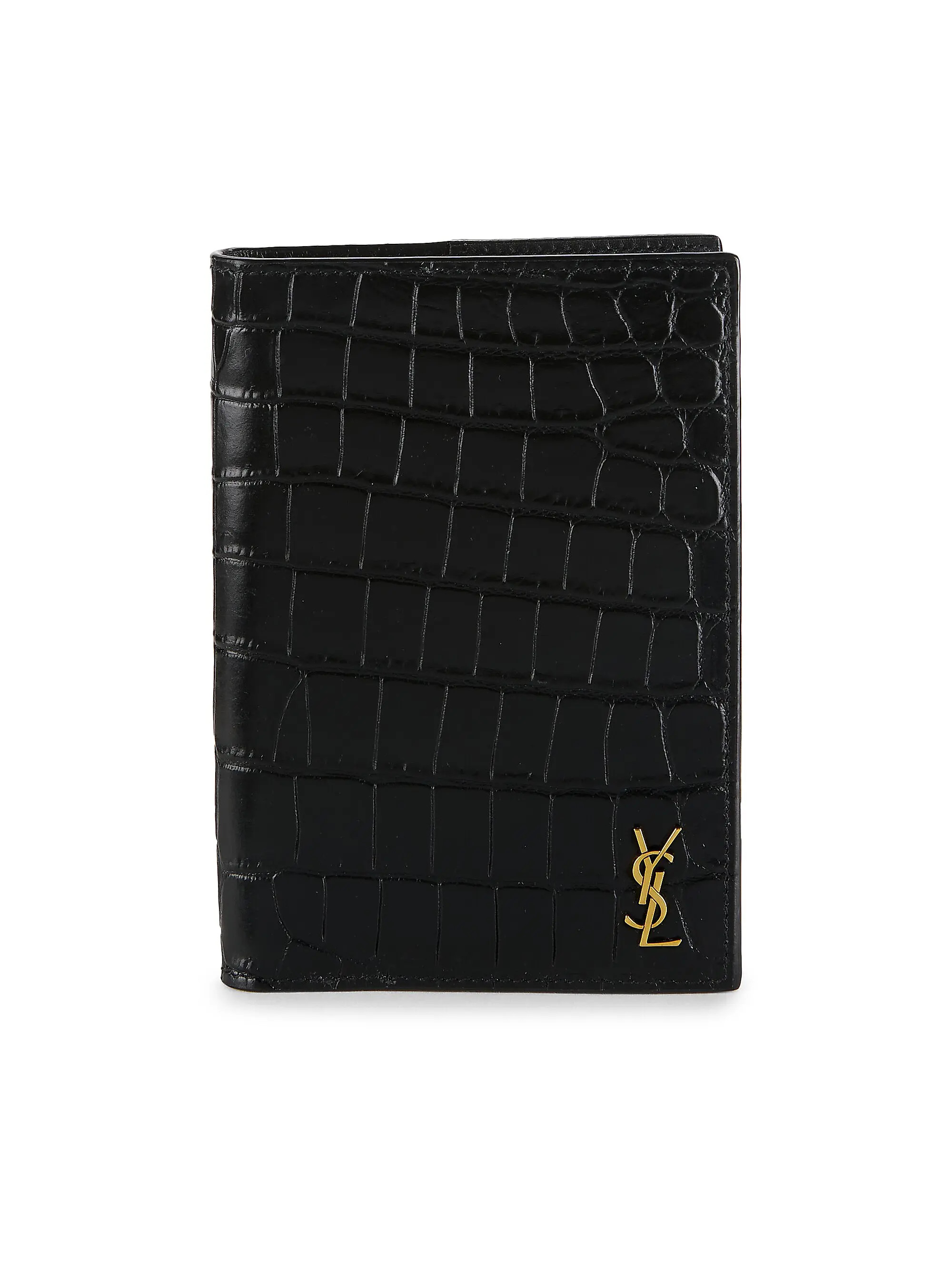 Saint Laurent Croc-Embossed Leather Bi-Fold Wallet | Saks Fifth Avenue | Saks Fifth Avenue