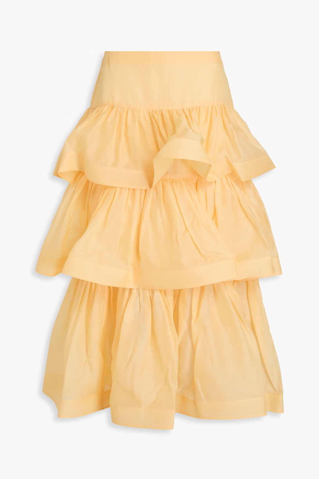Tiered linen and silk-blend gauze midi skirt | The Outnet (US and CA)