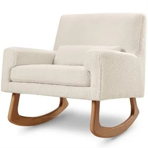 Nursery Works Sleepytime Rocker in Ivory Boucle with Light Legs | Homesquare