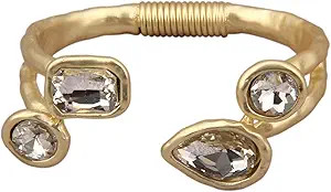 Gold Cuff Bracelet for Women Silver Beaded Bracelets Open Bangle Stackable Stretch Bead Bracelet ... | Amazon (US)