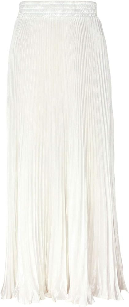 ebossy Women's Elastic Waist Satin Metallic Pleated Long Swing Skirt | Amazon (US)