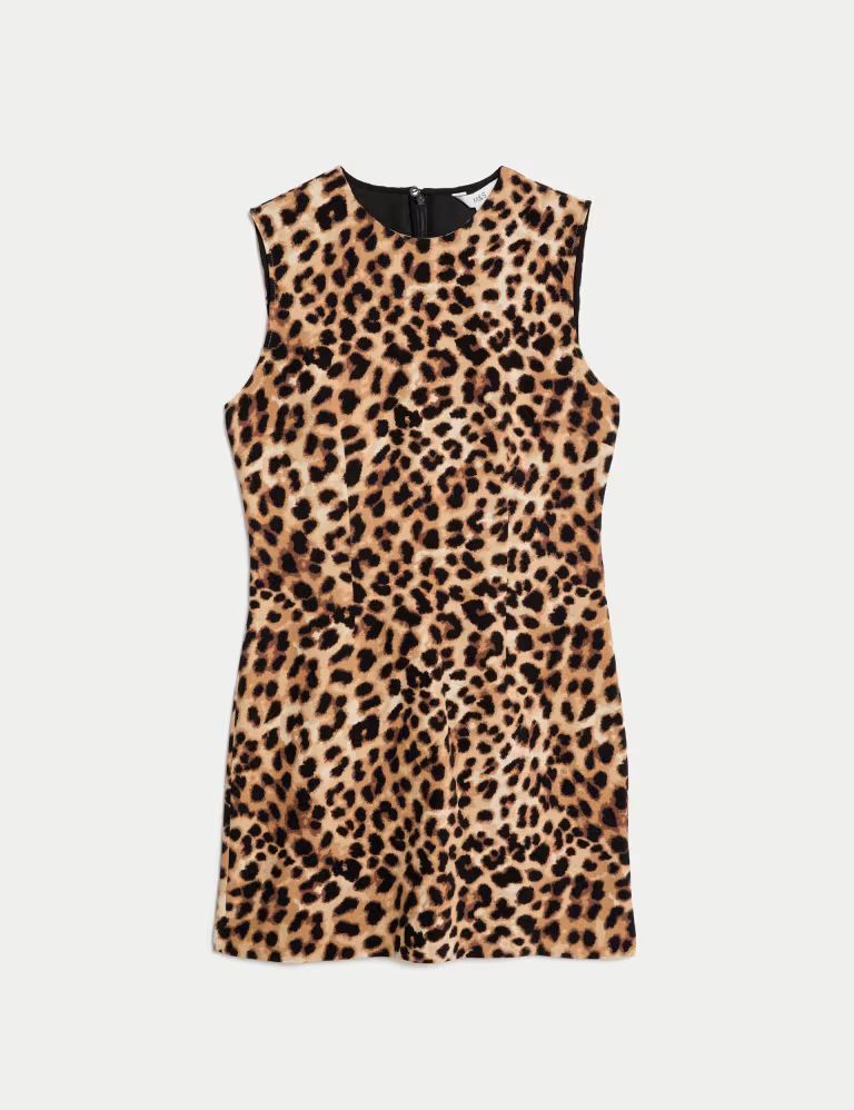 Animal Print Round Neck Mini Shift Dress | Marks & Spencer (UK)