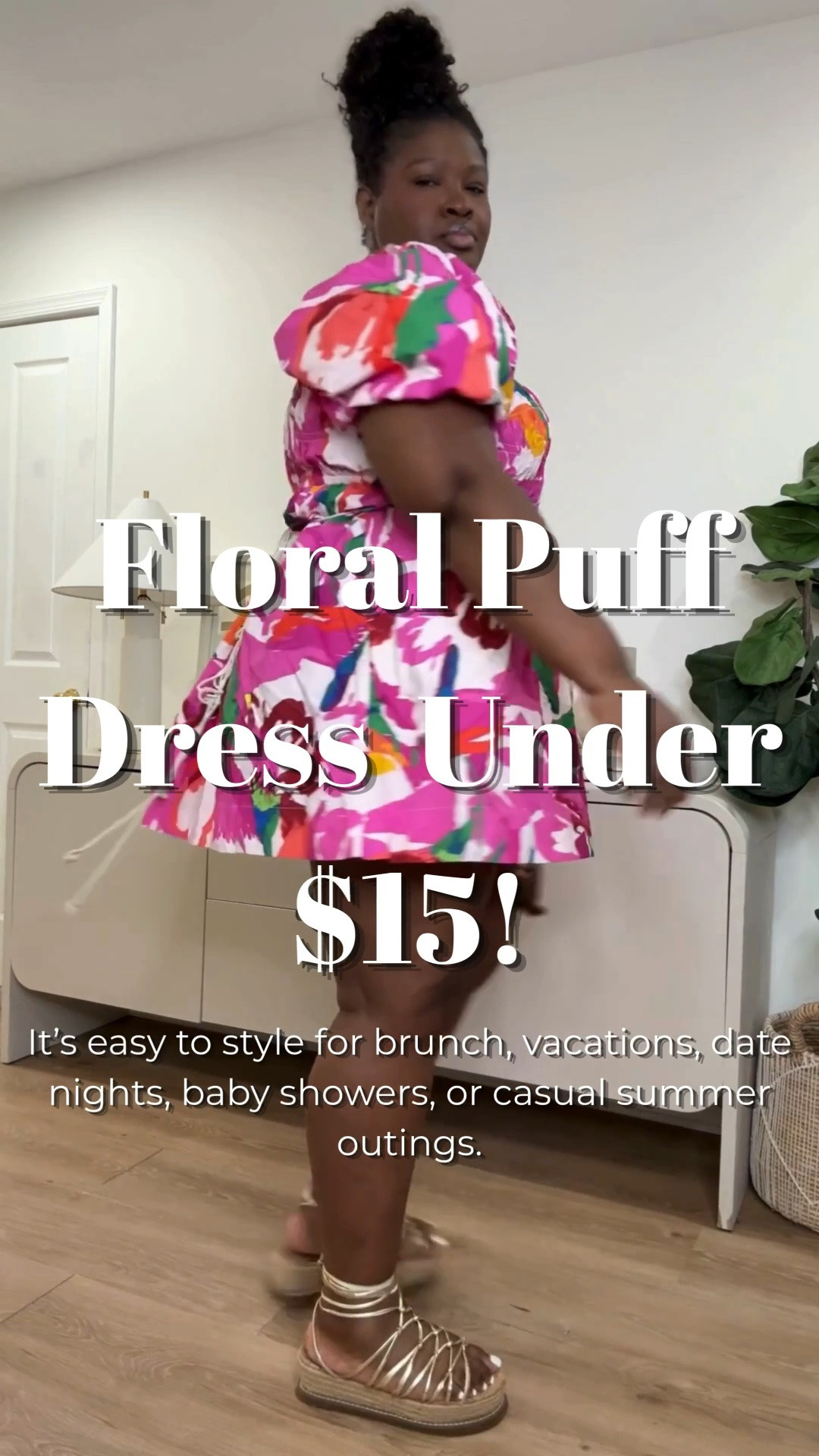 Floral dress find under $15! I love pieces that make getting dressed feel effortless, and this puff sleeve dress checks all the boxes. The colorful floral print, comfortable fit, and easy styling make it perfect for brunch, vacations, date nights, baby showers, or casual summer days.  Floral summer dress, puff sleeve dress, plus size summer outfits, affordable fashion finds, summer dresses under $20, cute Walmart fashion finds, brunch outfit ideas, vacation dress, curvy fashion, budget friendly outfits

#LTKootd #LTKSeasonal #LTKSaleAlert