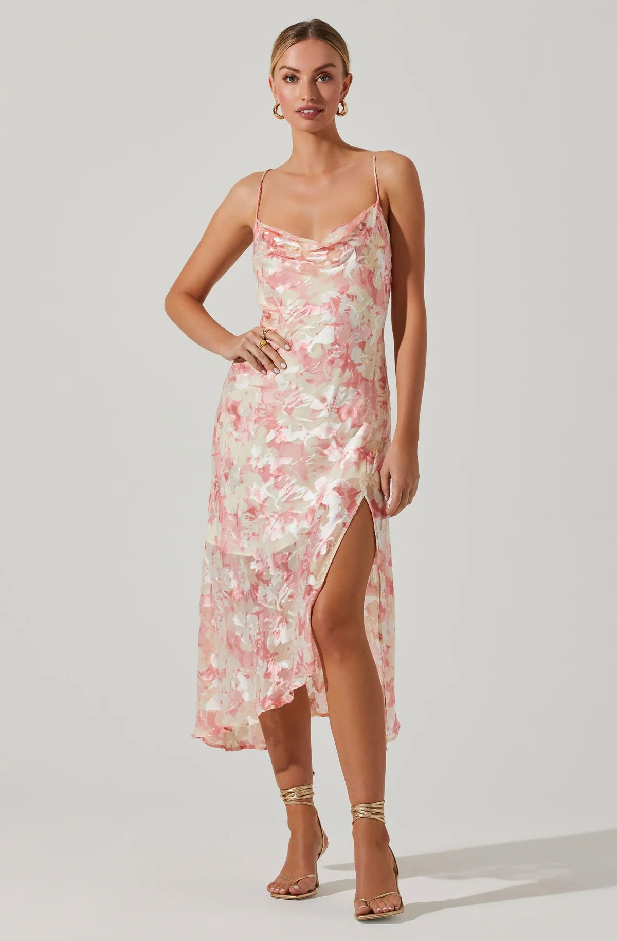 Gaia Floral Burnout Midi Dress | ASTR The Label (US)