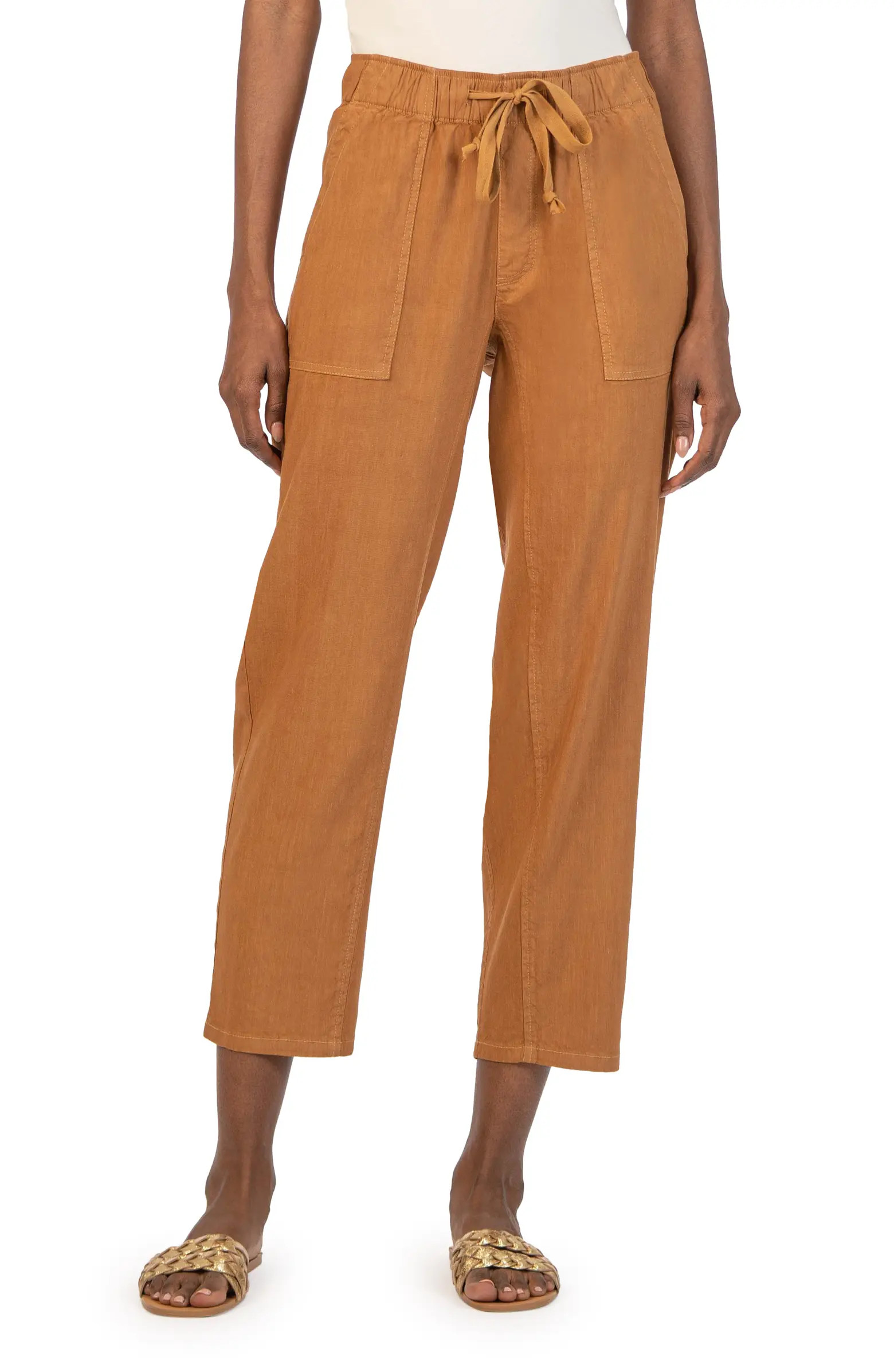 KUT from the Kloth Rosalie Linen Blend Drawstring Ankle Pants | Nordstrom | Nordstrom