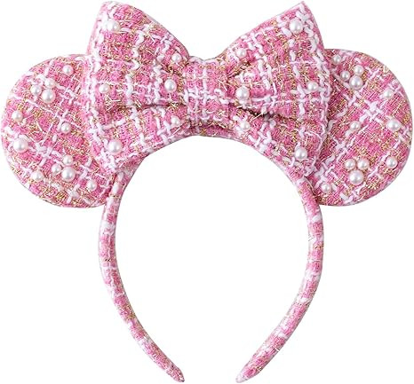 Pearl Mouse Ears Bow Headbands for Girls Kids Sparkle Hair Band Ear Headband Party Princess Trip ... | Amazon (US)