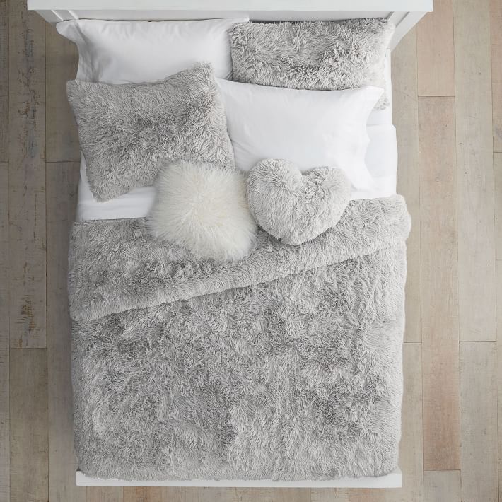 White Fluffy Luxe Duvet - Get The Look | Pottery Barn Teen
