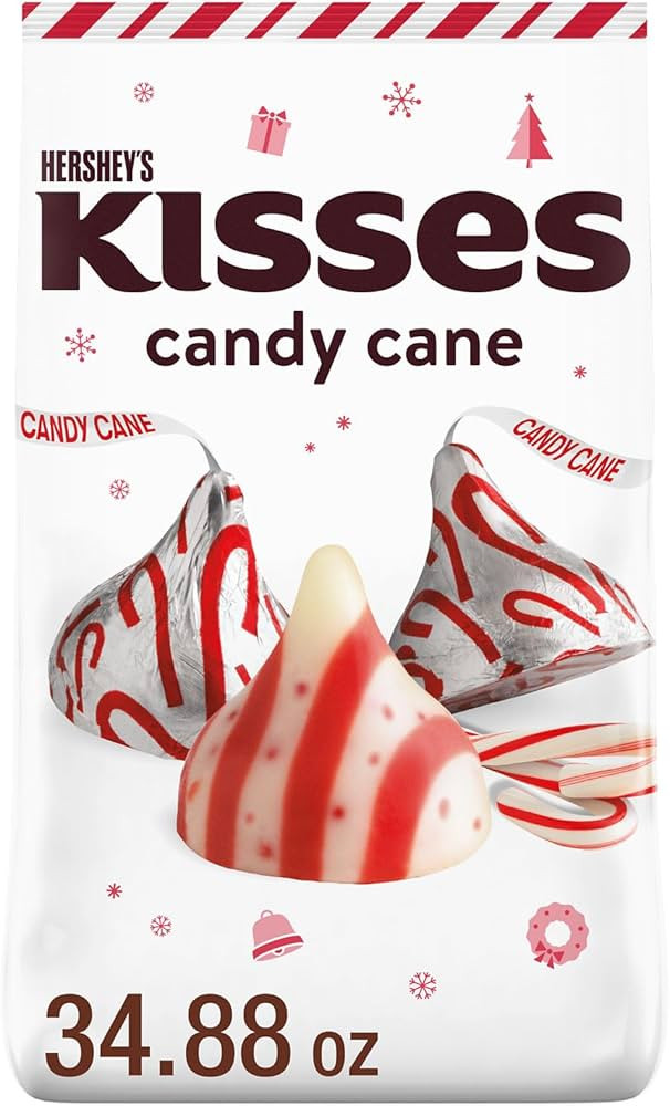 HERSHEY'S KISSES Candy Cane Flavored, Christmas Candy Bulk Bag, 34.88 oz | Amazon (US)