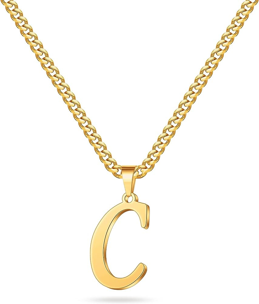 LUXEJEW Gold Cuban Chain Initial Necklaces for Men Letter Pendant Initial Necklace for Men Boys W... | Amazon (US)