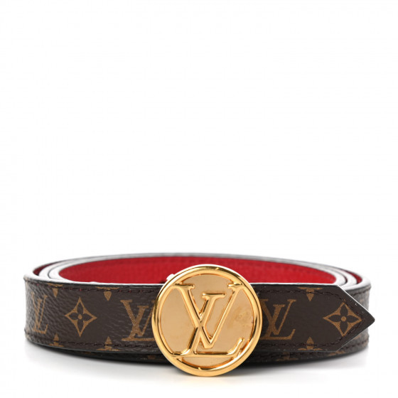 LOUIS VUITTON Calfskin Monogram 25mm LV Circle Reversible Belt 80 32 Red | Fashionphile