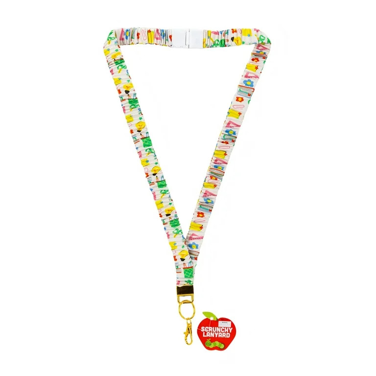 Multi Color Icons Scrunchy Lanyard, Pencil & Scissors Print, Elastic ID Badge Holder, 19.6 x 0.86... | Walmart (US)