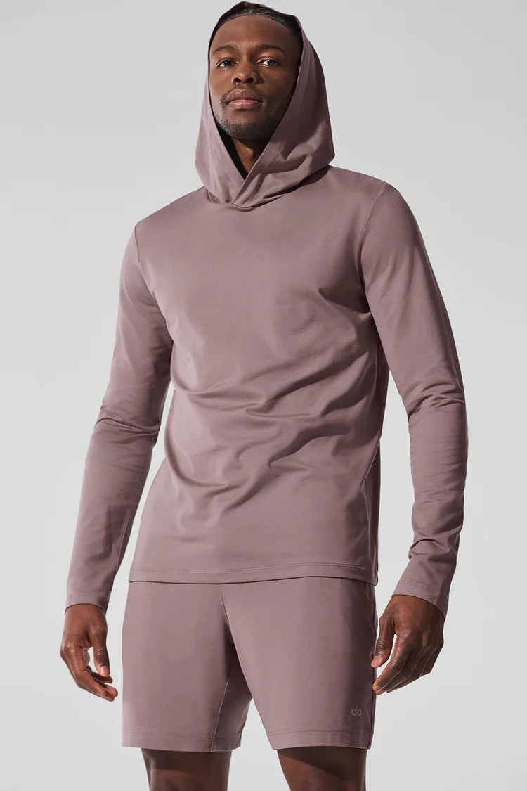 Conquer Reform Long Sleeve With Hood - Mushroom | Alo Yoga (US)