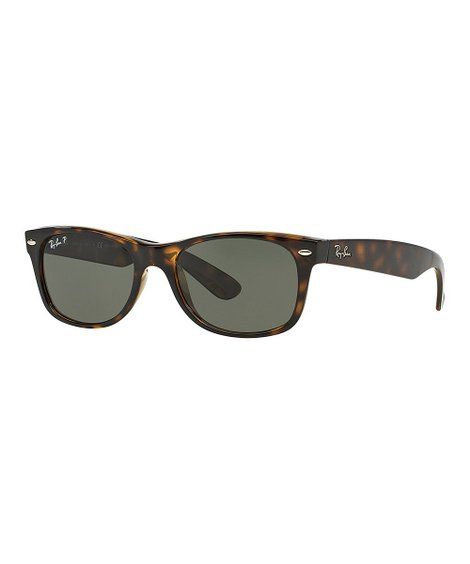 Brown Tortoise & Green Polarized Wayfarer Sunglasses - Unisex | Zulily