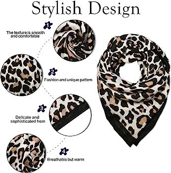 SOJOS Fashion Leopard Pattern Lightweight Chiffon Silk Women Scarf SC321 | Amazon (US)