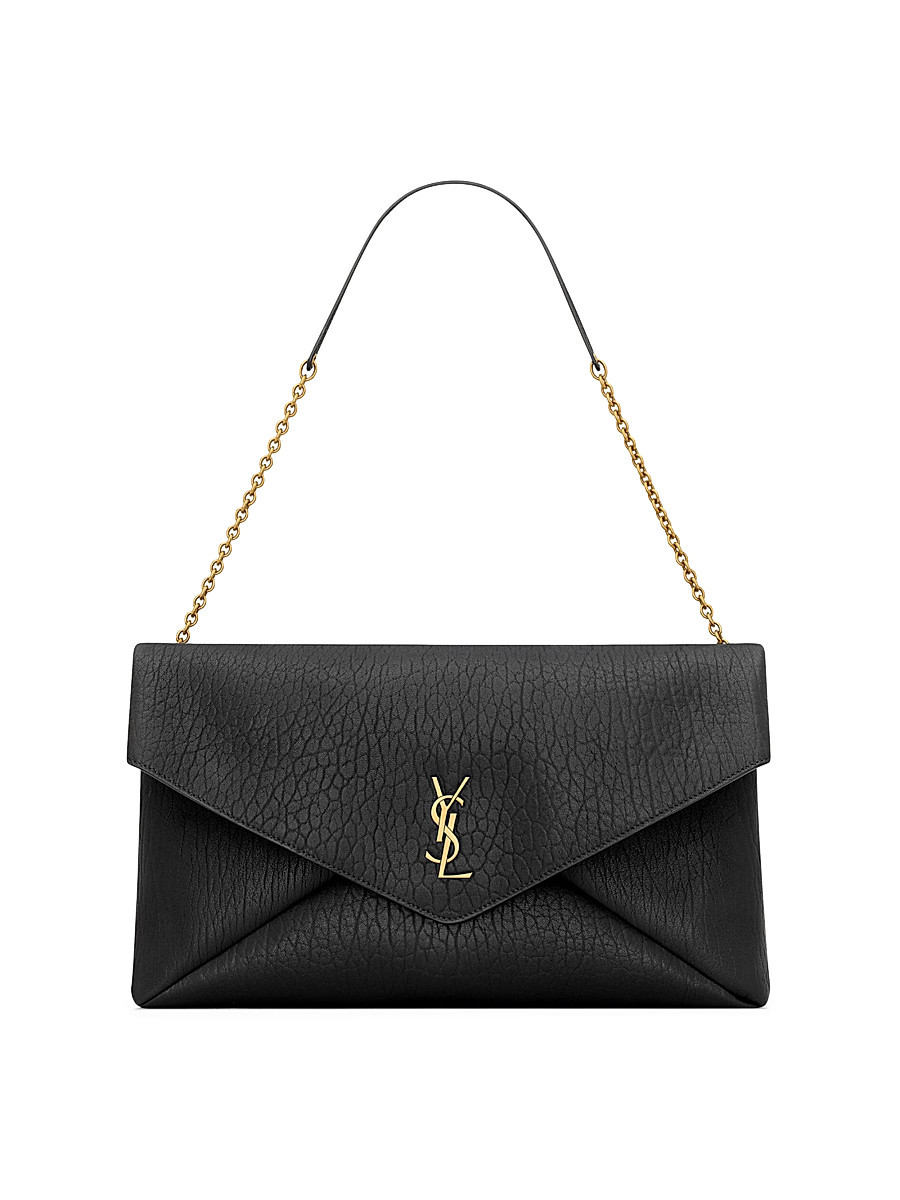 Women's Cassandre XXL Envelope Pouch on Chain in Lambskin - Black | Saks Fifth Avenue