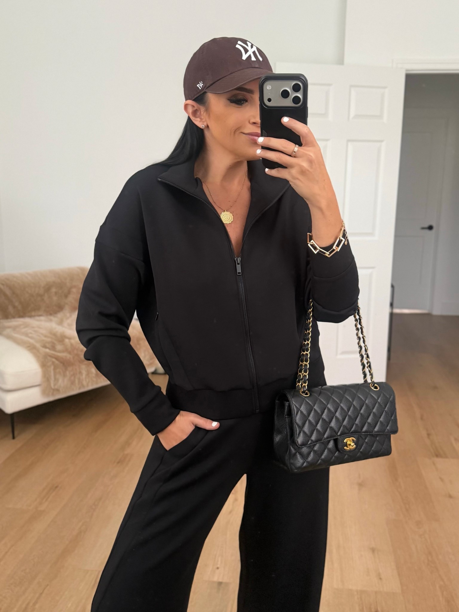 SPANX AirEssentials® Track Jacket wearing size medium. SPANX AirEssentials® Wide Leg Track Pant wearing size small. Spanx now 30% off sitewide

