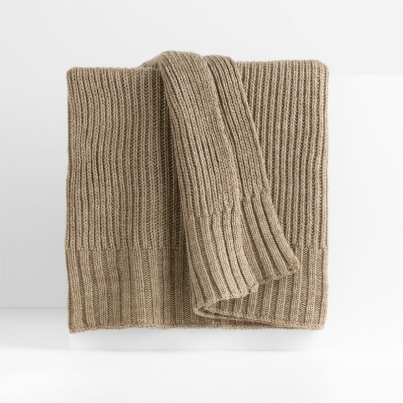 Sweater Knit 70"x55" Chestnut Beige Throw Blanket + Reviews | Crate & Barrel | Crate & Barrel