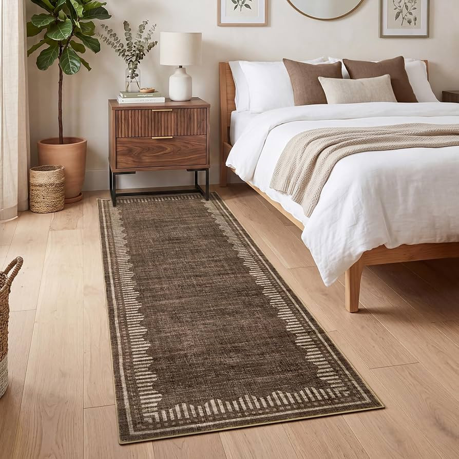 Garvee Washable Hallway Runner Rug 2x6 Non Slip Neutral Scalloped Runners | Amazon (US)