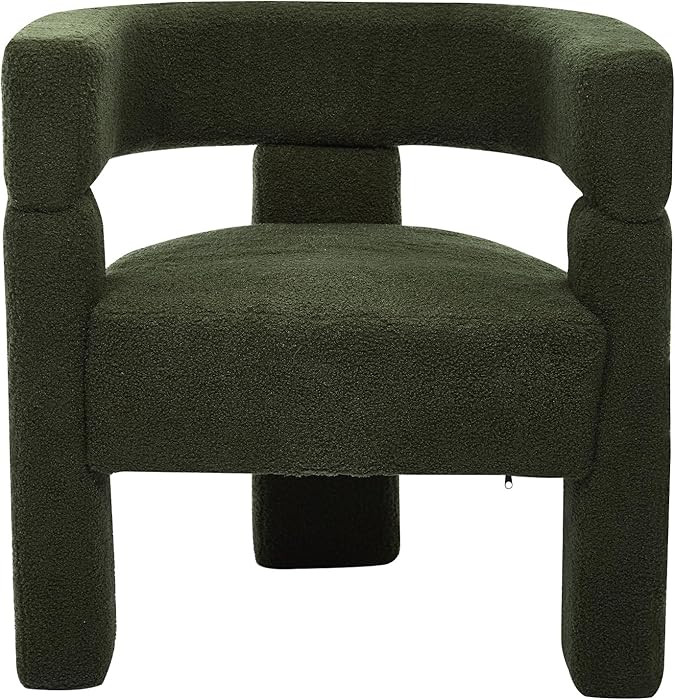 Sherpa Boucle Accent Chair, Mid Century Modern Dining Room Chair, Comfy Upholstered Side Armchair... | Amazon (US)