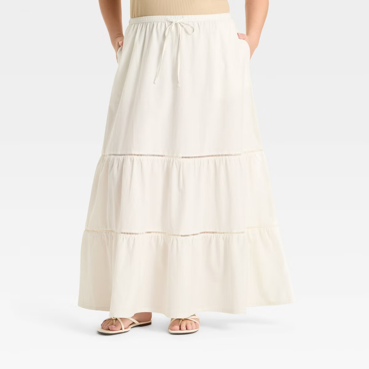 Women's Tiered Maxi A-Line Skirt - Ava & Viv™ White | Target