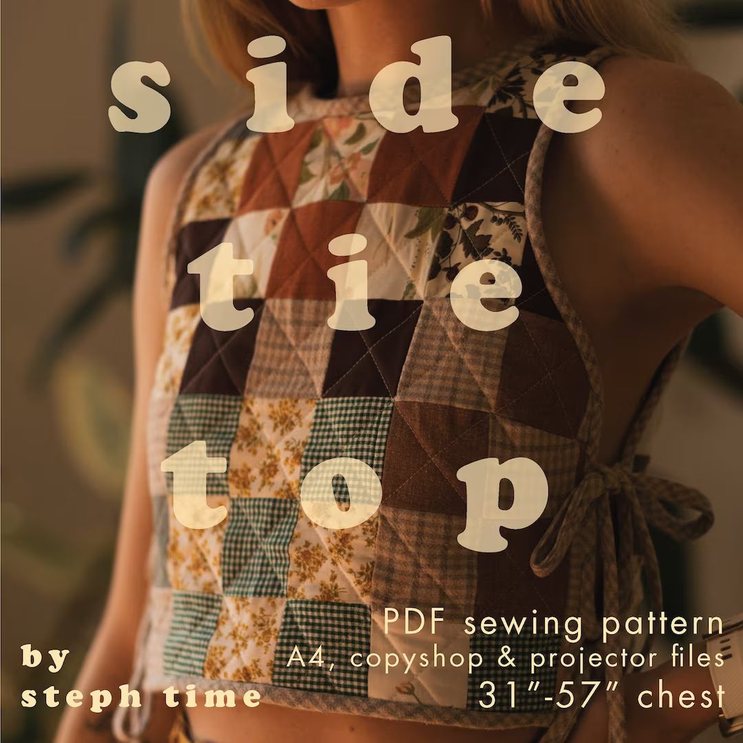 ST side tie top - PDF sewing pattern, print at home, copyshop & projector files. 2 construction v... | Etsy (US)