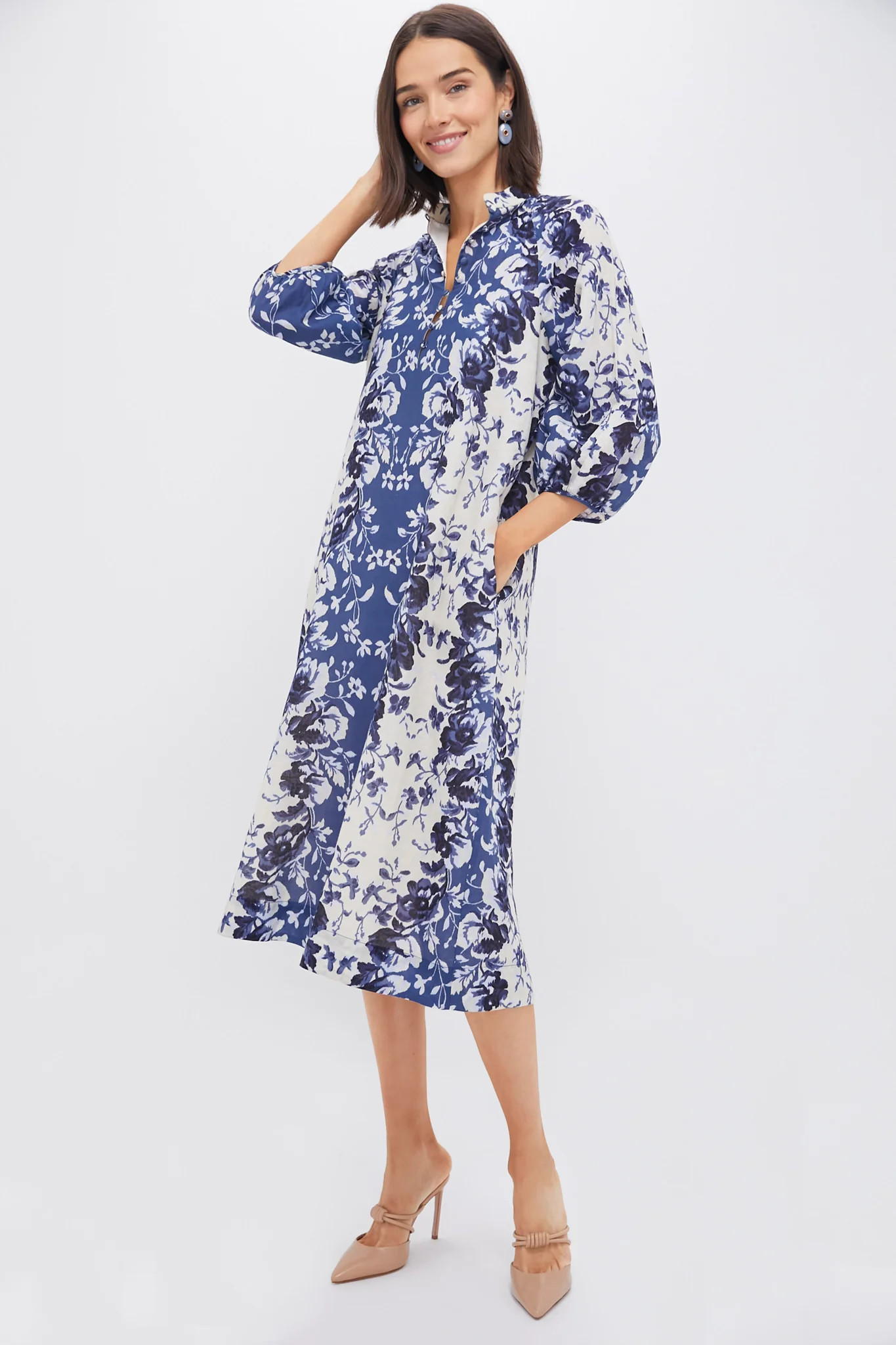 Indigo Reflection Cotton Linen Maryse Caftan | Tuckernuck (US)