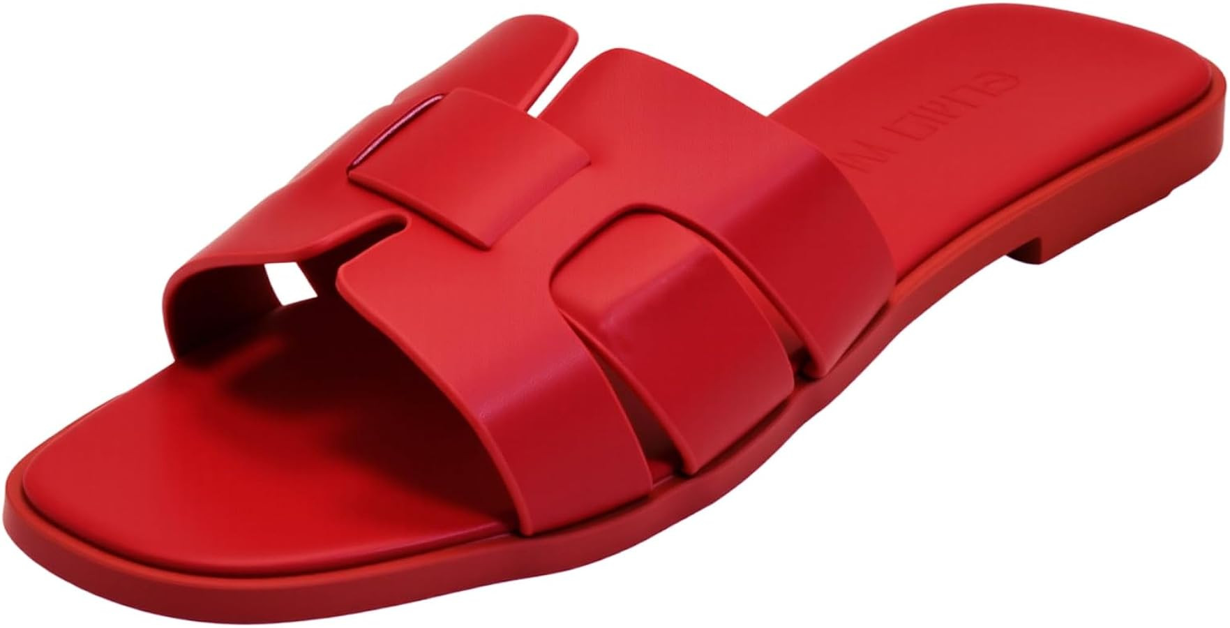 Women's Flat Sandals, Ladies Leather Cross Strap Slide Slippers, Comfy Dressy Slip on Shoes Elega... | Amazon (US)