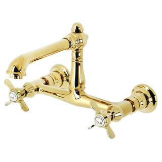 Essex 2-Handle Wall-Mount Bathroom Faucets in Polished Brass | The Home Depot