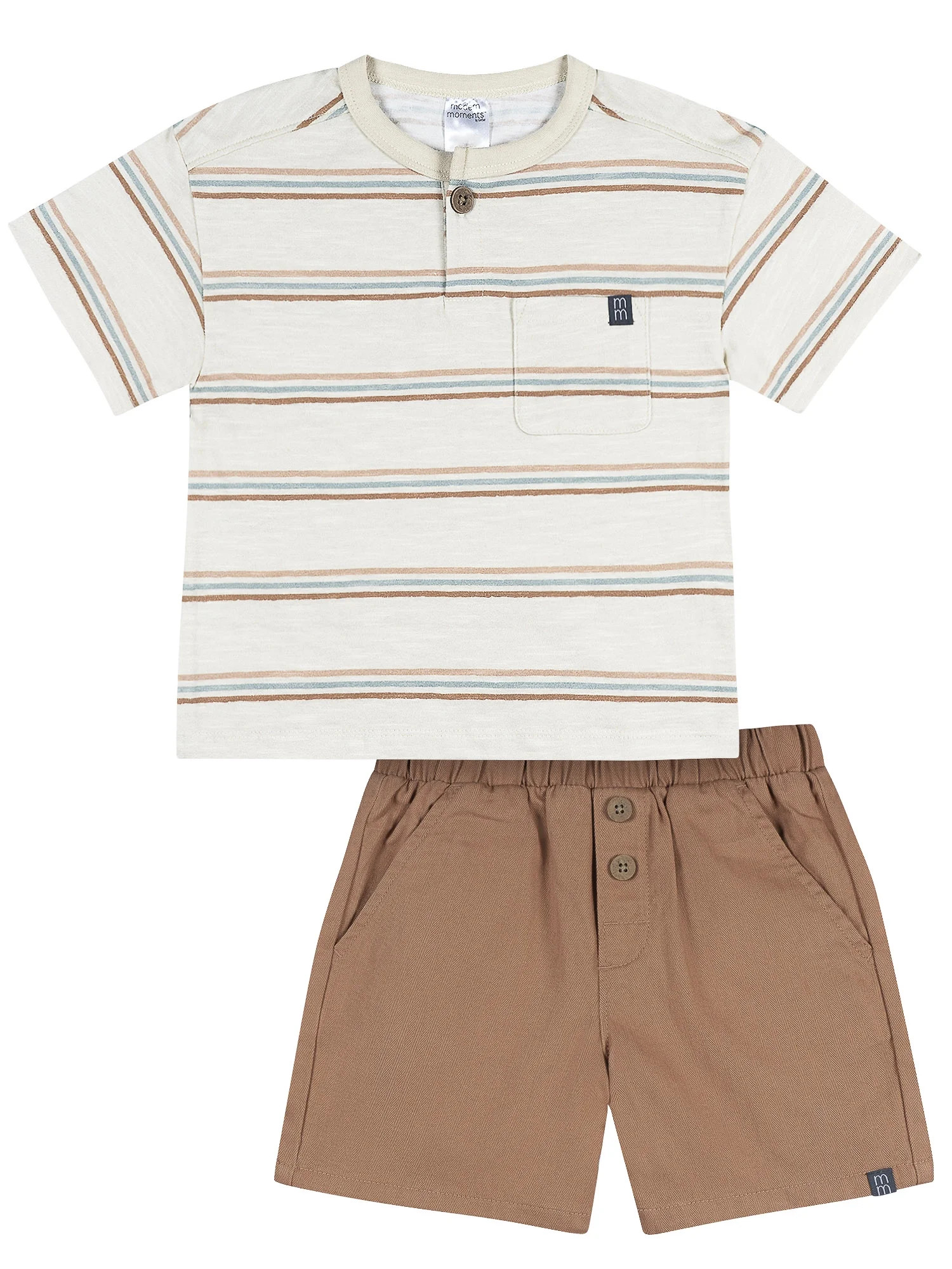 Modern Moments by Gerber Toddler Boy Henley Tee and Short Outfit Set, 2-Piece, Sizes 12 Months - ... | Walmart (US)