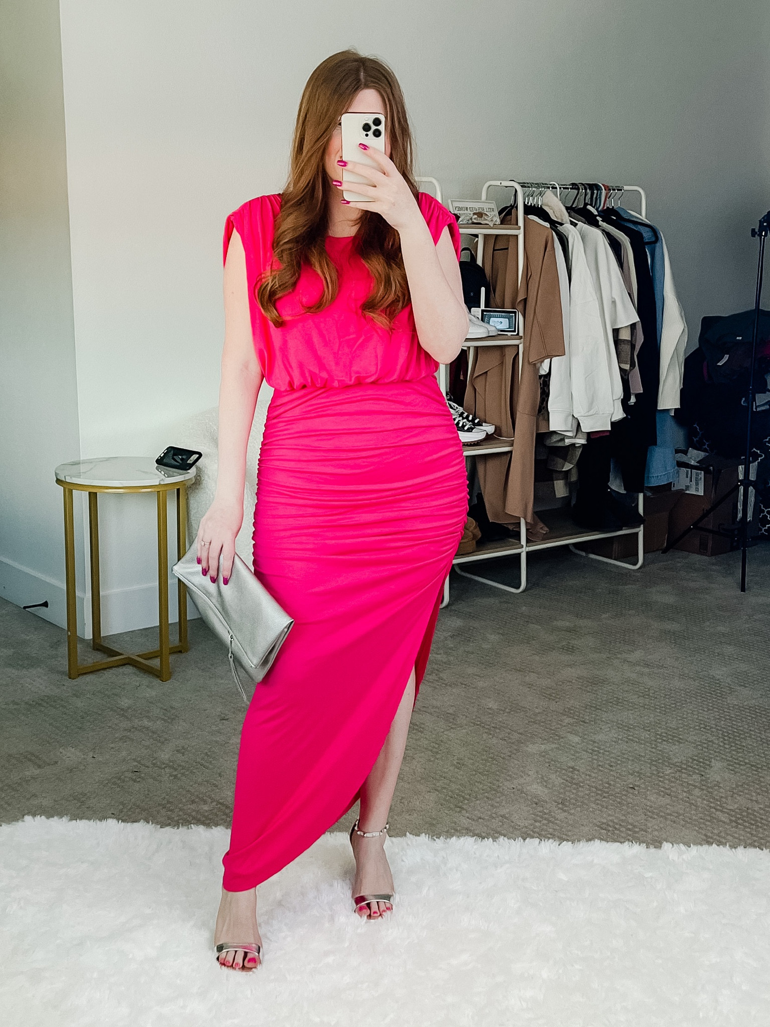 Spring wedding guest dress from amazon wearing side large. Pink dress. Amazon dress. Spring dress. 

#LTKunder50 #LTKwedding #LTKstyletip