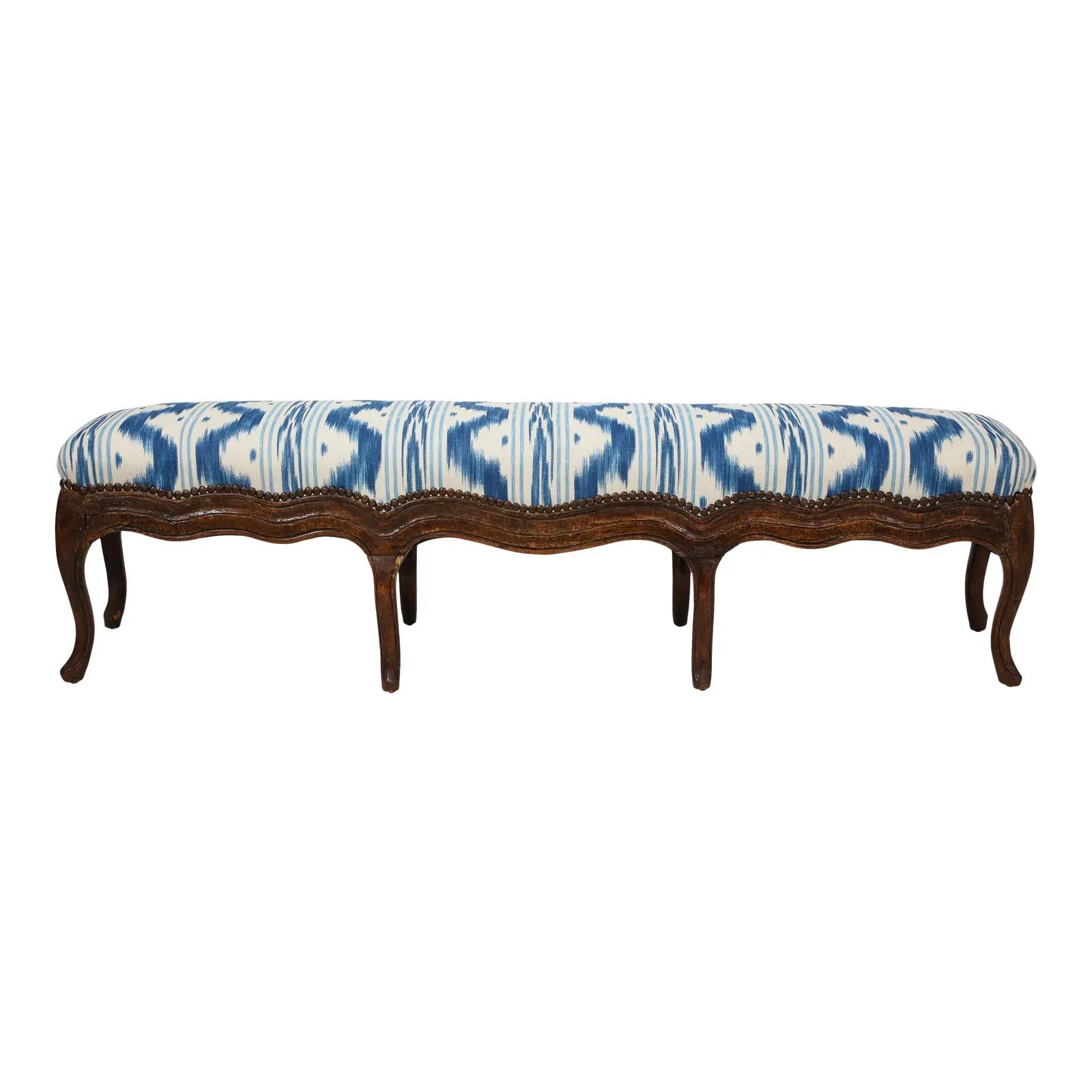 Long Louis XV Walnut Bench | Chairish