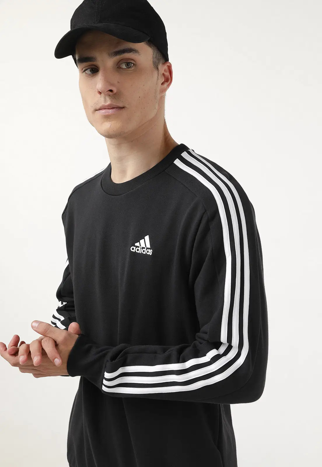 Blusa de Moletom Fechada adidas Sportswear Essentials 3-Stripes Preta | Dafiti (BR)