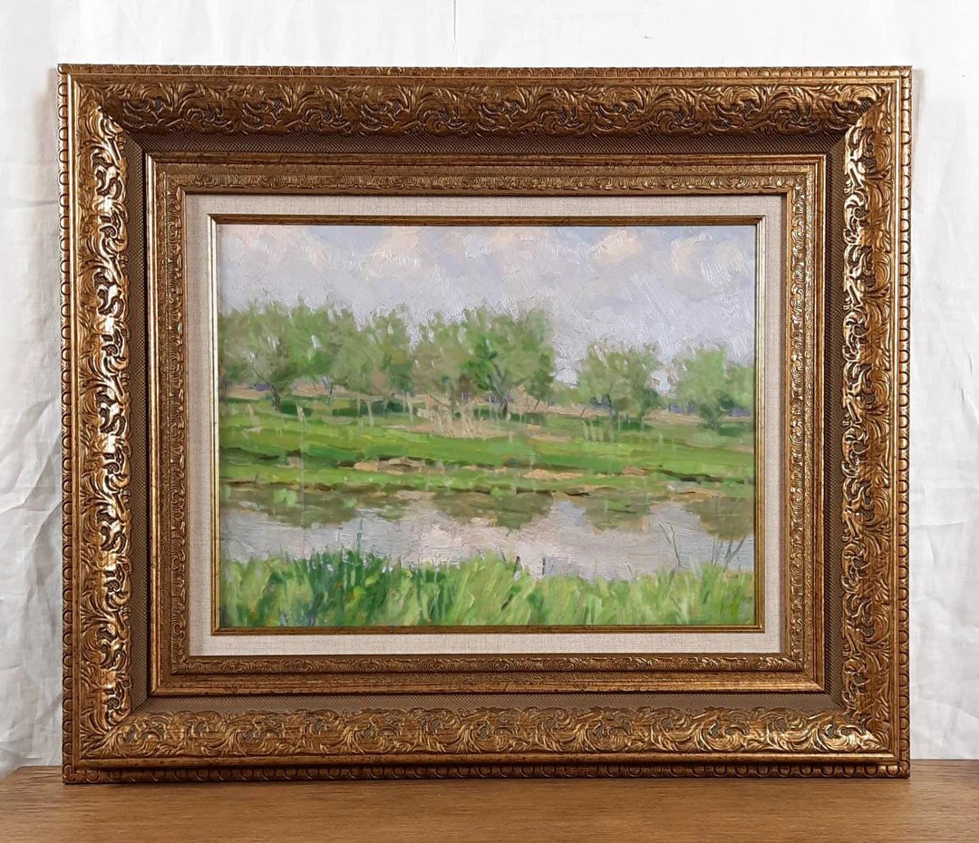 Original oil painting, Ukrainian artist Yuri Kovalenko, Landscape, Framed, Vintage Painting, Euro... | Etsy (US)
