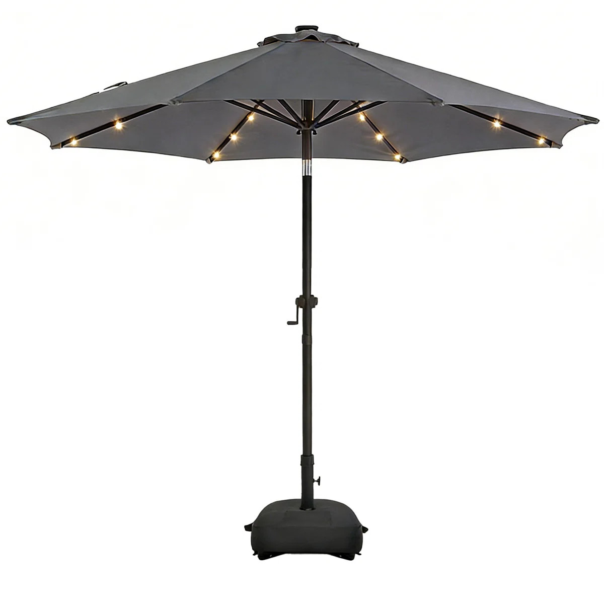 Solar LED Lighted Market Patio Umbrella with Base & Push Button Tilt | Wayfair North America