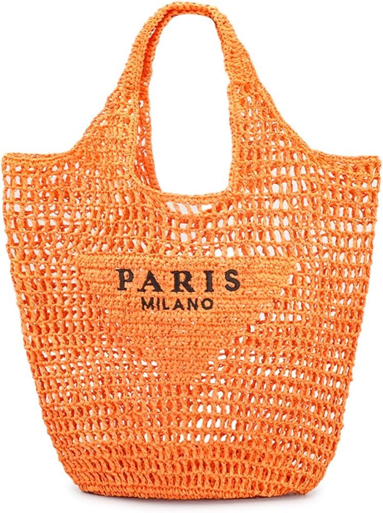 New Woven Bag, Straw Mesh Tote Bag, Beach, Shoulder Bag, Hobo Women, Foldable Large Capacity, for... | Amazon (US)