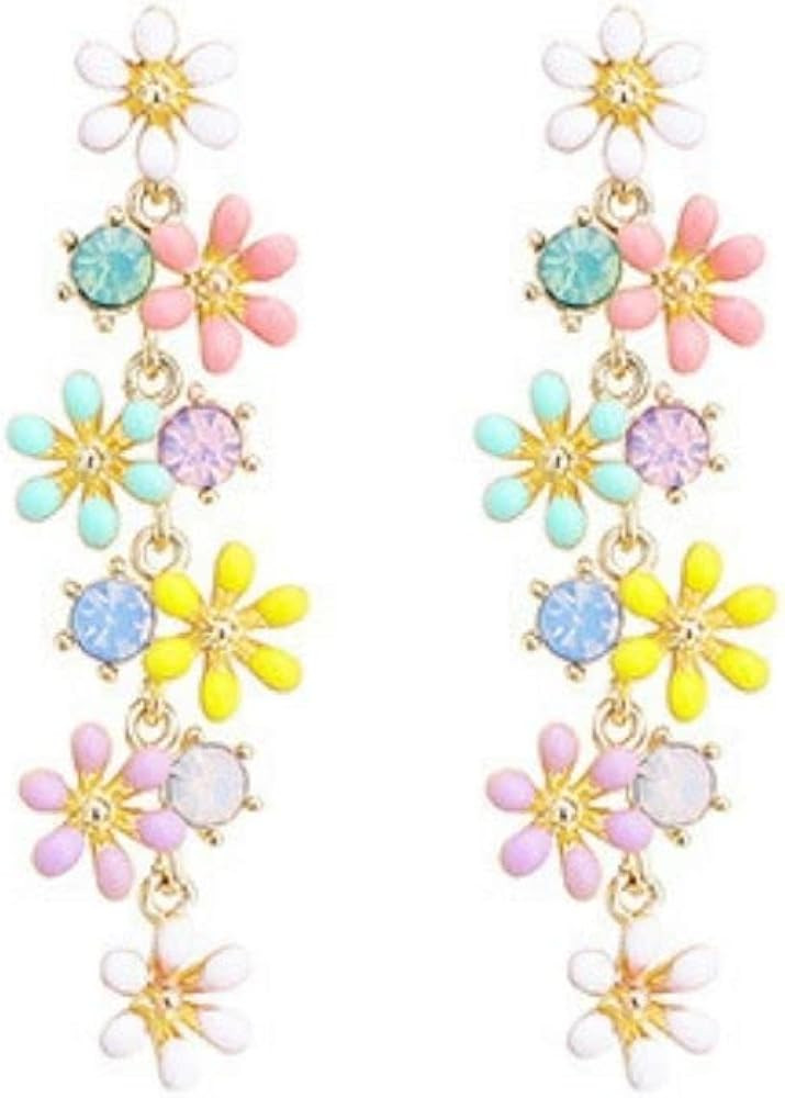 Flower Earrings for Women Dainty Daisy Dangling Earrings Floral Long Dangle Earrings Summer Sprin... | Amazon (US)